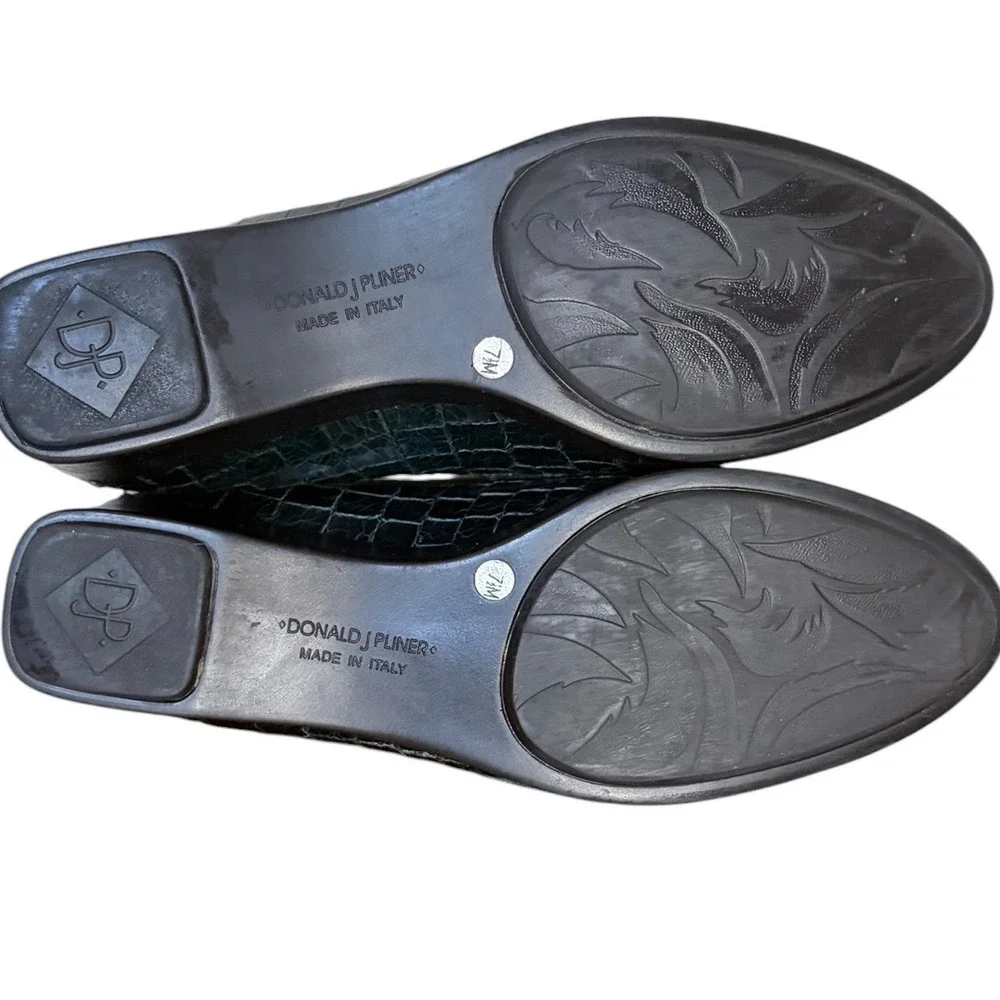 Donald J Pliner Green‎ Loafers Croc Wedge Made in Italy Women's Size 7M